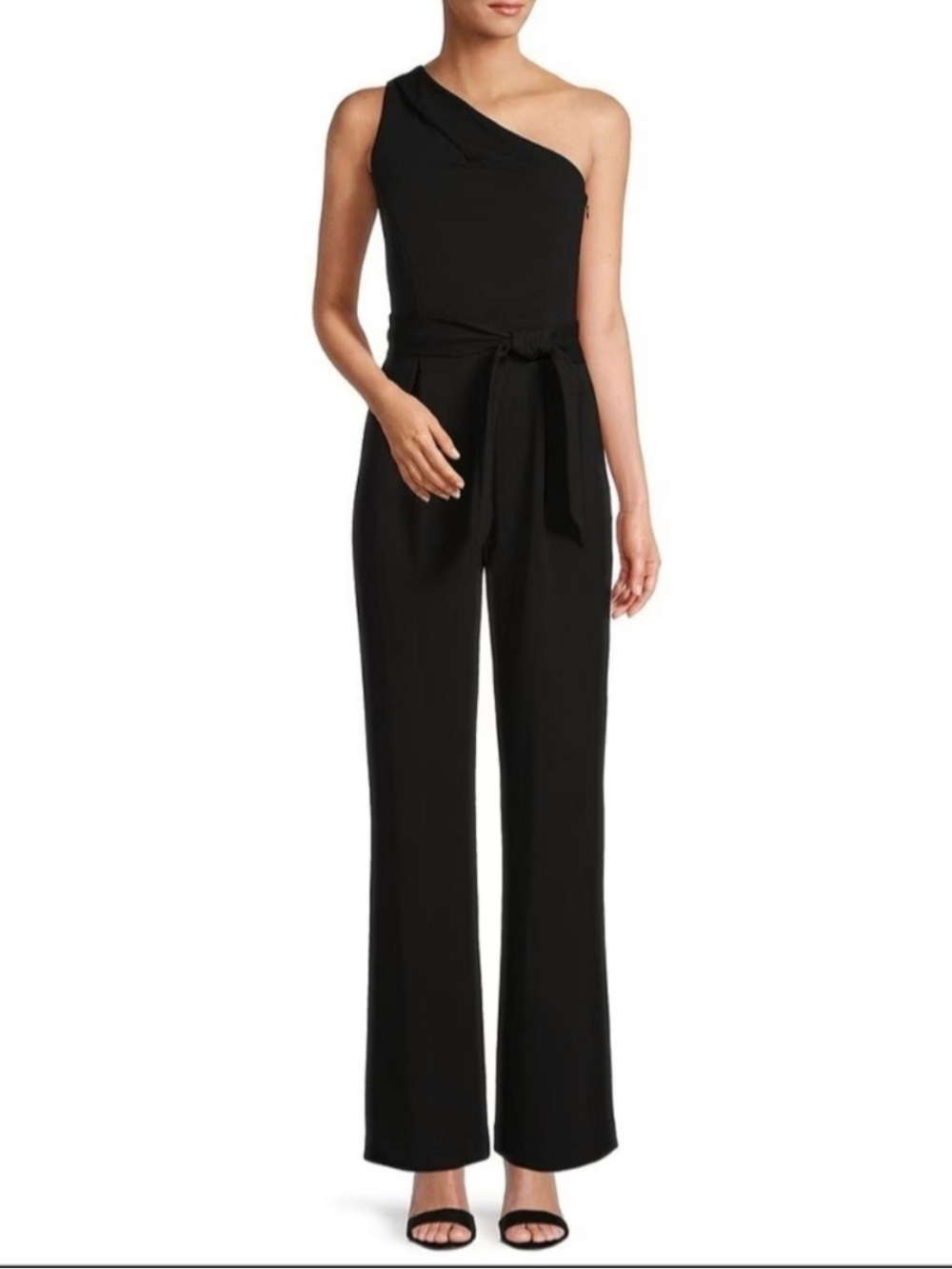 NAVY ANTONIO MELANI One-Shoulder Jumpsuit with Waist Tie